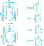 Hanging Space Bags Vacuum Storage Bags for Clothes, Dress, Winter Coats, 6 Pack 53.1x27.6 inch, Large Reusable Garment Protector