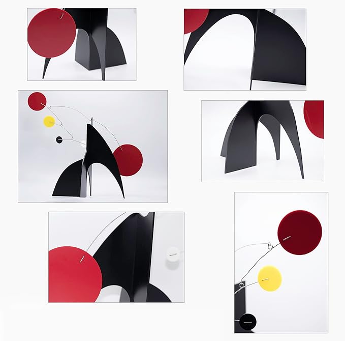 The Moderne Art Stabile in Black + Multi Colors 18"x16" Tabletop Kinetic Art Mobile Sculpture - mid Century Modern Modernist Style