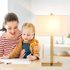 21" Touch Bedside lamps with 2 USB & AC Outlets, 3-Way Dimmable Bedside Table Lamps Set of 2 for Bedroom Living Room Office Reading, White Shade Lamps for Night Stands, 2700K LED Bulbs Included