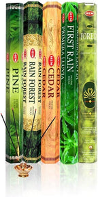 HEM Forest, Cedar, Pine, Rain Forest & First Rain Incense Sticks Combo – 5 Fragrances | 120 Sticks Total | Handcrafted, Long-Lasting Aroma for Meditation, Yoga, Relaxation & Home Freshness