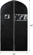 Syeeiex 40" Suit Bag, Set of 5 Garment Bags for Hanging Clothes, Suit Bags for Closet Storage, Garment Bags for Storage Suits,T-shirts, Jackets and Coats(Black & Grey)