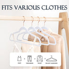 HOUSE DAY White Velvet Hangers 60 Pack, Premium Non-Slip Felt Clothes, Sturdy Heavy Duty Coat, Durable Hangers for Suits, Space Saving with No Hanger Mark, 360° Swivel Rotating Rose Gold Hook