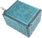Youtang Music Box Hand Crank Musical Box Antique Engraved Carved Crafts,Play Song of Storms,Blue
