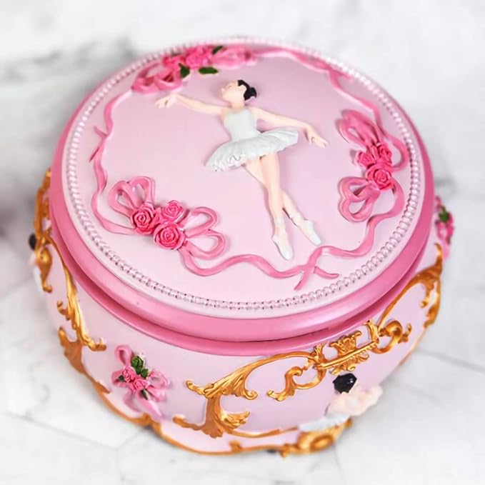 Classical Ballerina Music Box Collectible Mechanical Musical Box with Colorful Lights and Sankyo 18-Note Wind Up Signs of The Girl Heart Gift for Birthday Christmas(Swan Lake)