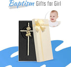 Tryuunion Baby Wall Cross Baptism Gifts for Boys and Girl, 7-inch Blessing Boy Baptism Crosses for First Holy Communion Christening and Dedication Baptismal Gifts (Gold Girl-7 in)