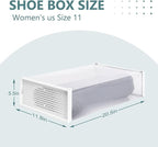 DHMAKER 8 Pack Boot Storage Box, Stackable Clear Plastic Boot Shoe Organizer for Tall Boots, Closet, Drop Front Boot Organizer, Large Shoe Container Boot Storage with Lid, 20.5" x 11.8" x 5.5"