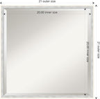Amanti Art White Wall Mirror 21x21 Paige White Silver Square Bathroom Mirror for Wall Decor Living Room, Medium Modern Wood Frame, Hangs Horizonally and Vertically, Bathroom Decor, Beveled Edge