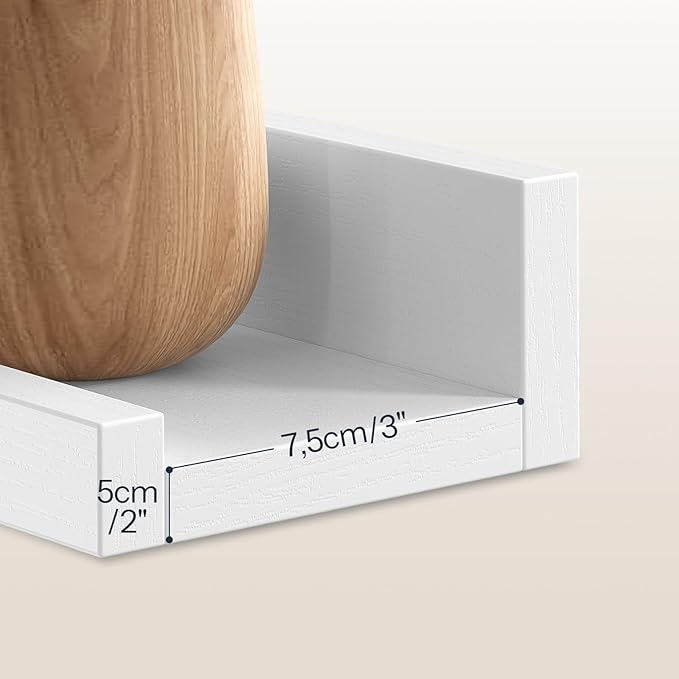 HOOBRO Floating Shelves, Wall Shelf Set of 3, 47.2 Inches Hanging Shelf with Raised Edge and Invisible Brackets, for Bathroom, Bedroom, Kitchen, Office, Living Room Decor, White WT92BJ01