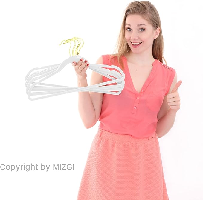 MIZGI Premium Velvet Hangers Pack 30 Pcs Heavyduty - Non Slip Slimline - Velvet Suit Hangers White - Gold Hooks,Space Saving Clothes Hangers