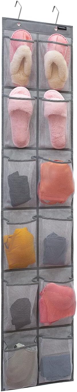 Behind Door Hanging Kids Shoes Organizer Closet Shoe Organizer Shoe Rack with 12 Mesh Pockets (12 Pockets)