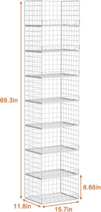 8-Tier Stackable Closet Organizers and Storage Shelves, Foldable Closet Shelf Organizer, Stackable Storage Bins Drawers for Closet Organizer System, White(Patent Pending)