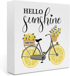 Lemon Decorations Sunshine Decor Summer Home Decor Summer Decorations Wooden Box Sign for Home Office Farmhouse Table Shelf
