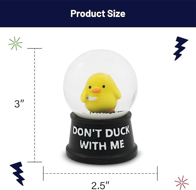 Funny Novelty Snow Globe – Quirky Mini Desk Gift for Office, Home, or Holiday – Unique Collectible Gag Gift for Friends and Coworkers - Duck with Me