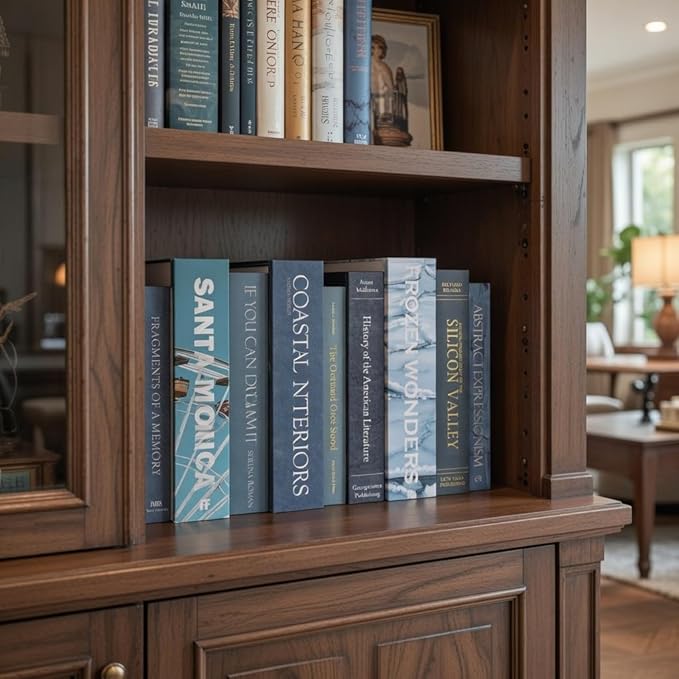 ORITZIO Blue Faux Books Set of 9 - Hidden Storage Fake Books Ideal for Coffee Table, Home Staging, Interior Design & Fashion Books, Old Money Aesthetic, Library Decor, Beach House Accessories
