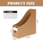36 Pcs Cardboard Magazine File Holders, Bulk Kraft Paper Magazine Book Bin Box with Label Sticker, Paper Organizer Storage Folder for School Classroom Office Library Home Supplies Desk Shelve