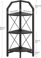 CHOEZON 3-Tier Corner Shelf, Industrial Corner Bookshelf, 35.4" Storage Stand, Plant Stand Display Shelf, Bookcase for Bedroom, Living Room, Home Office, Black TCJ03BB ﻿