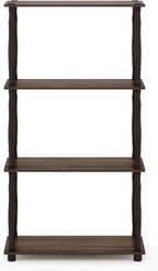 Furinno Turn-N-Tube 4-Tier Multipurpose Shelf Display Rack, Classic Tubes, Walnut/Brown