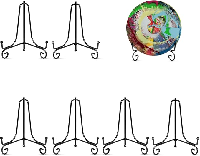 Vivinin 6 Pack Plate Stands for Display, Holder for 4 Inch Pictures, Metal Frame Stand and Artwork Display