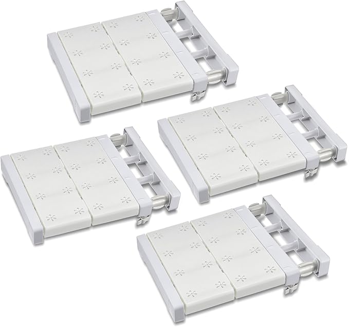 Gerrii 4 Pcs Closet Tension Shelf Rod Expandable Shelf Locker Organizer Adjustable Storage Rack Scalable Layered Divider Separator for Cabinet Wardrobe Kitchen Bathroom (14.96''-23.62'')