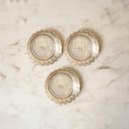Shubhkart Solid Brass Decorative Nakshi Plate Set for Puja, Decoration & Diwali Gifting (Small 7 cm, Pack of 3, Solid Brass)