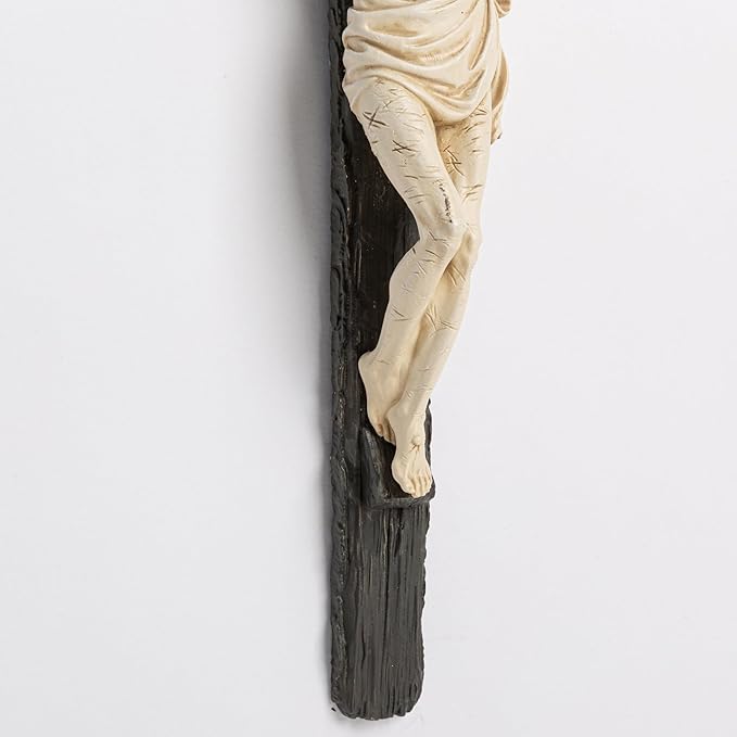 DevotedWalls 10" H Catholic Realistic Crucifix for Wall,Realistic Jesus Chirst Cross for Church,Chapels and Home Table,Altar Cross,Domestic Altar,Catholic Gift, Religious Gift,Lifelike Crucifixion Christ Wound for Meditation (Black and White)