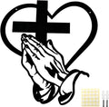 Elegant Metal Christian Heart & Cross Wall Art Decor - 11.8" Praying Hands Design Hanging Decoration for Women Mother’s Day, Bedroom Church Prayer Room Blessed Religious Gift