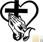 Elegant Metal Christian Heart & Cross Wall Art Decor - 11.8" Praying Hands Design Hanging Decoration for Women Mother’s Day, Bedroom Church Prayer Room Blessed Religious Gift