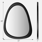 28"x 22" Irregular Wall Mirror, Black Frame Wood Asymmetrical Decorative Wall Mirror for Living Room Bedroom Entryway Bathroom Home Decor