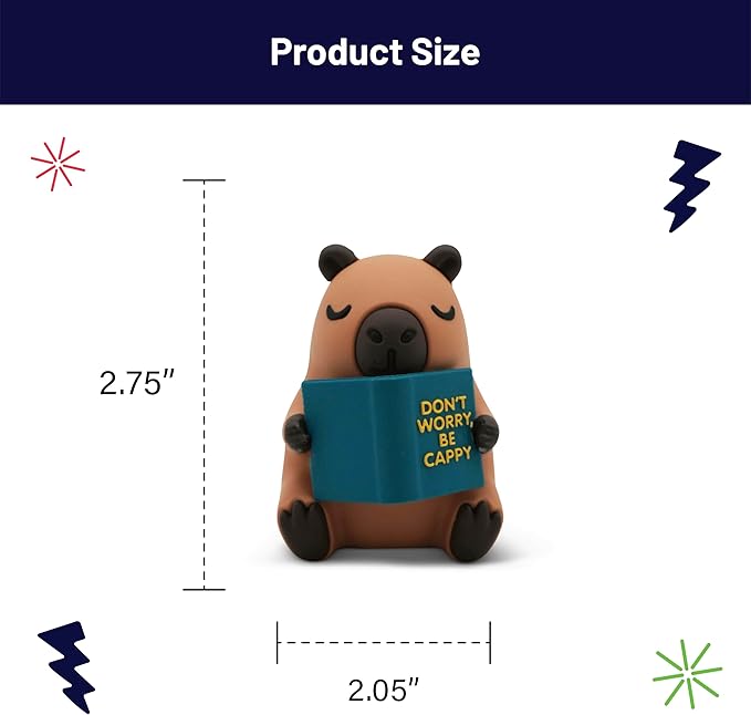 Little Readers – Cute Figurines for Bookshelves, Desks, Terrariums & Home Decor – Book-Loving Animal Statues - Capybara