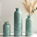 Modern Ceramic Vase Set of 3, Green Crystalline Glaze Colors, Decorative Bottles for Home, Farmhouse Rustic Decor Housewarming Gifts, Wedding Gifts, Birthday Gifts for Women(Crystalline Glaze Green)