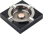 Cigar Ashtray,Cool Ashtrays Cigar Gifts for Men,Metal Cigar Tray with Solid Wood Base Black Ash tray for Home/Office/Bar/Patio Decor(Black)