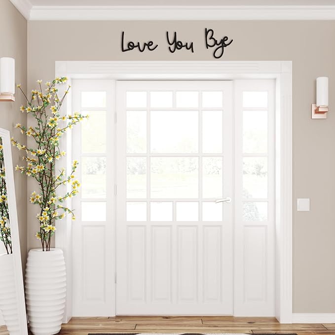 Dripykiaa Wall Decor 31.5" Love You Bye Sign Hanging Hallway Decoration Express Love and Warm for Your Family Lover Wife Husband Hallway Entryway Door Wall Art Boho Decor