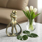 Resin Couple Modern Sculptures Home Decor Romantic Gift for Weddings Valentine's Day and Anniversaries Decoration Figurine for Girlfriend, Bridal Shower, Engagement (Bronze)