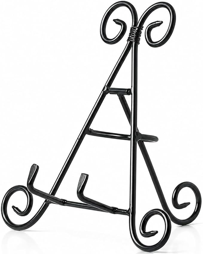 HUJI Sturdy Iron Display Stand Holder for Home Kitchen Decoration Platters, Pictures, Frames and Books. (1, 9")