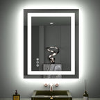 LOAAO 28"X32" LED Bathroom Mirror with Lights, Anti-Fog, Dimmable, Backlit + Front Lit, Lighted Bathroom Vanity Mirror for Wall, Memory Function, Tempered Glass, ETL Listed