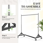 HOKEEPER Z Base Clothing Rack Heavy Duty Clothes Rack for Hanging Clothes Hold 500LBS Commercial Garment Rack with Wheels Adjustable Rolling Clothes Rack Portable Z 24" Dx63 Wx71 H, 4 Pack