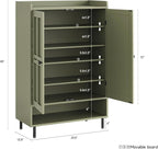 ONBRILL Shoe Cabinet with Cross Molding Doors, 6-Tier Shoe Storage Cabinet with 3 Adjustable Shelves and Metal Legs, 45'' Tall Shoes Rack Organizer Cabinet for Entryway, Front Door, Green