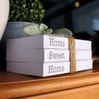 TenXVI Designs Home Sweet Home Sign Decorative Books - Set of 3 White Rustic Blank Books with Real Pages for Coffee Table Decor, Entryway Table Home Decor, Blank Books