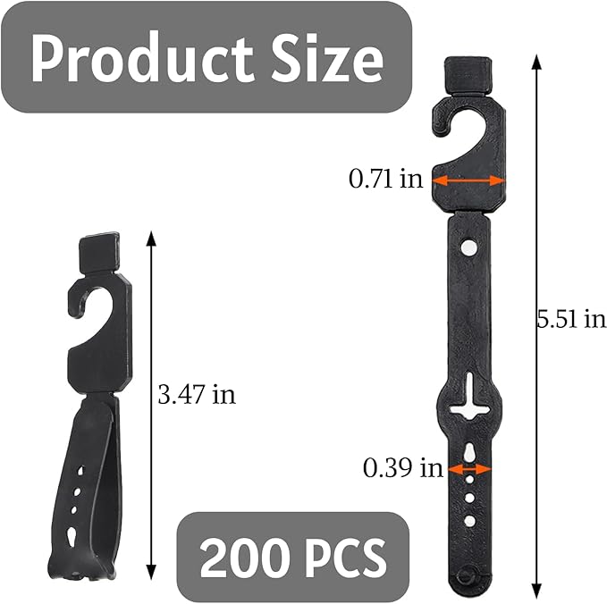 ZENFUN 200 Pc Plastic Belt Hangers, Black Plastic Hanger Hooks for Belts and Plastic Hanger Hooks, Economic Plastic Belt Hooks Tie Hangers Bulk for Men, Closet Organizers, Storage, Retail