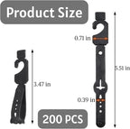 ZENFUN 200 Pc Plastic Belt Hangers, Black Plastic Hanger Hooks for Belts and Plastic Hanger Hooks, Economic Plastic Belt Hooks Tie Hangers Bulk for Men, Closet Organizers, Storage, Retail