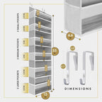 HOMELUX THEORY UPGRADED 6 Tiers Over The Door Organizer Hanging - 100D EXTRA THICK & 50lbs HUGE CAPACITY, 12 Side Mesh Pockets Over The Door Shoe Organizer, Hanging Closet Organizer (Light Gray, 1pc)