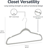 Amazon Basics Slim Velvet Non-Slip Space Saving Suit Clothes Hangers for Closet Organization, Gray/Silver, 100-Pack