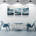 MHARTK66 Wall Art for Bedroom,Mountain Landscape Wall Decor,Large Foggy Forest Artwork for Walls, 3 Piece Nature Paintings Prints for Living Room Hallway Office Kitchen Home Decorations, 12x16 Inch