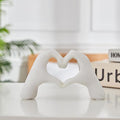 Heart Hands Sculpture for Living Room Décor, Mini Gesture Heart Decoration, Modern Love Statue Finger, Hands Heart Art Sculpture Home Wedding Decoration (Marble)