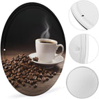 Wall Picture, with Coffee Cup and Coffee Beans Printed Circular Iron Hanging Picture,Wall Art Decor,Home for Bedroom Living Room Bathroom Decor,Iron Painting 11.8X11.8 in