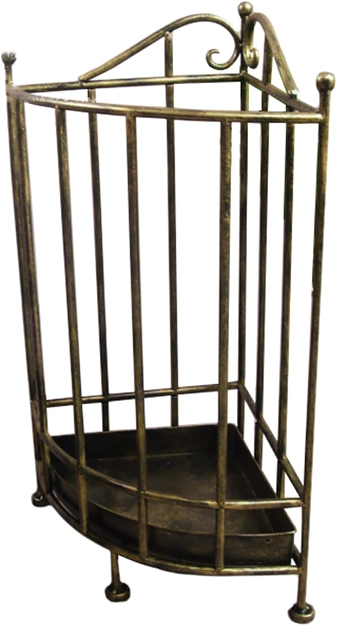 Corner Metal Umbrella Rack, Small Space Sector Umbrella Holder for Walking Sticks Canes Cue, Entryway Decor Umbrella Storage Stand w/Drip Tray (Color : Bronze)