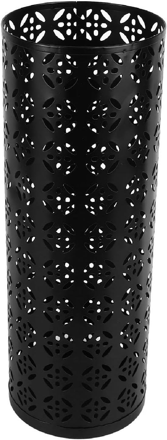 Zerodis Large Round Hollow Design Metal Umbrella Holder, Stylish Gold Finish Steel Umbrella Stand for Entryway, Home Office, and Outdoor Use (S)