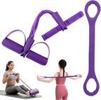 21 Fitness Resistance Bands-6 Tube Pedal Ankle Puller, Multifunction Tension Rope, Pedal Resistance Band with Handle Sit Up Exercise Equipment Home Gym Tummy Trainer for Men Women