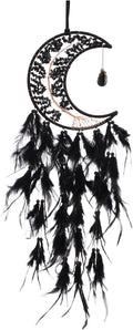 PATIKIL Crystal Life of Tree Dream Catchers, 28 Inch Feather Handmade Moon Dream Catchers with Gemstone Agate Stone Wall Hangings Decor for Home Wedding Bedroom Living Room, Black White
