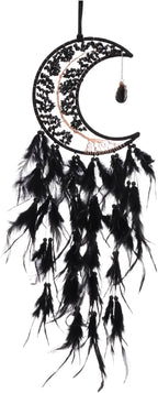 PATIKIL Crystal Life of Tree Dream Catchers, 28 Inch Feather Handmade Moon Dream Catchers with Gemstone Agate Stone Wall Hangings Decor for Home Wedding Bedroom Living Room, Black White